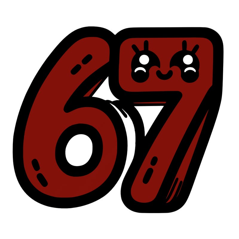 the numbers 67