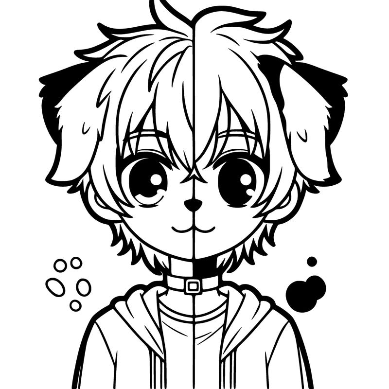 cute anime half dog boy