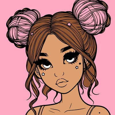 realistic girl with space buns