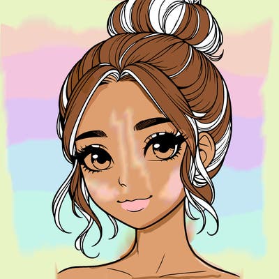 realistic pretty girl with hair in bun