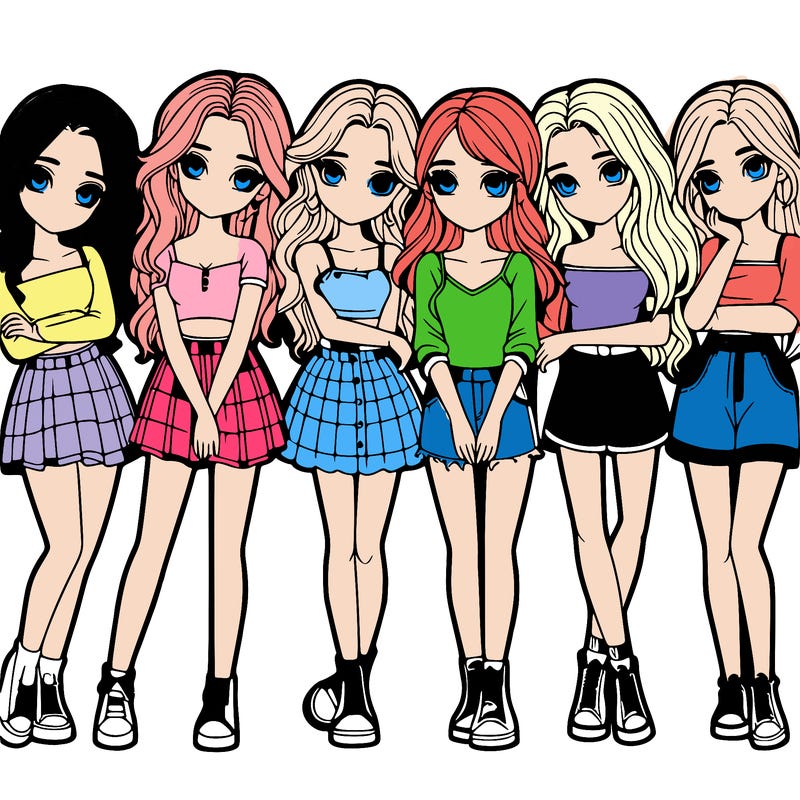 a group of girls realistic