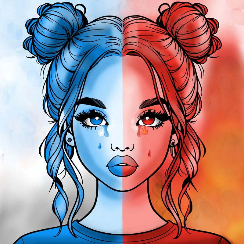 realistic girl with two buns in hair and lips