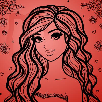 pretty woman with long wavy hair