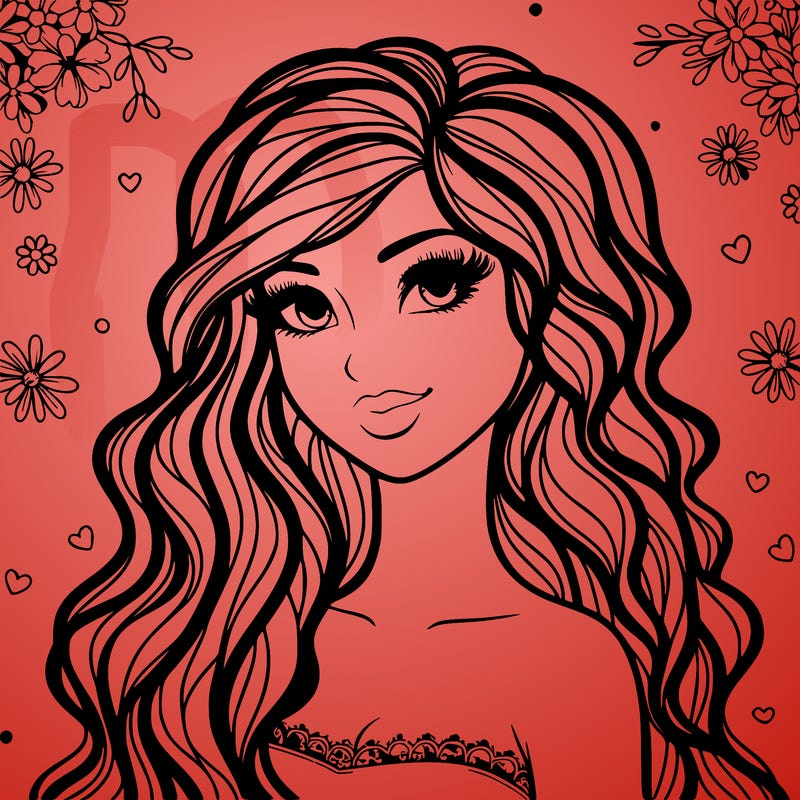 pretty woman with long wavy hair