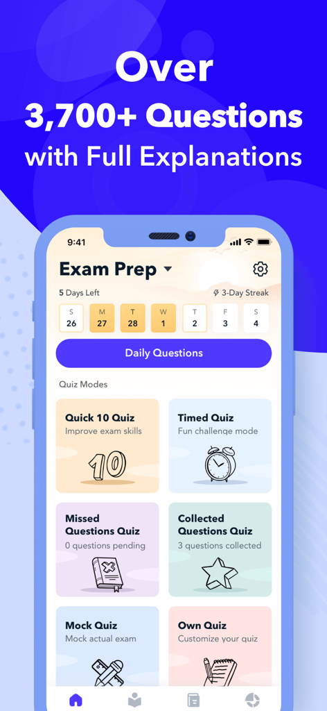 SHRM Exam Prep 2026: CP & SCP - SHRM Exam Prep 2026 dashboard showing various quiz modes including mock timed and daily questions