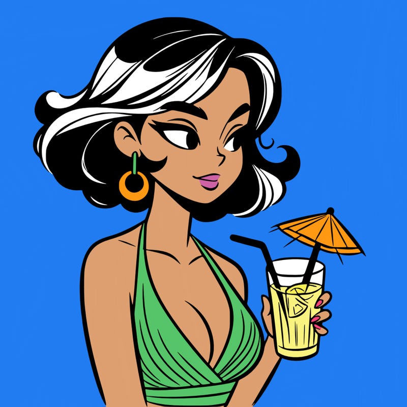 hot girl with short hair holding a drink