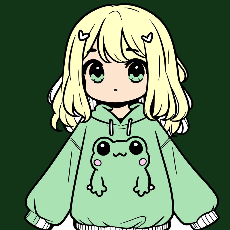 girl wearing frogging sweatshirt