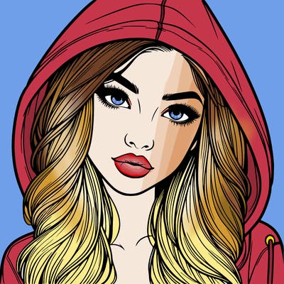 realistic beautiful girl with a hood on