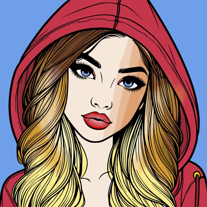 realistic beautiful girl with a hood on
