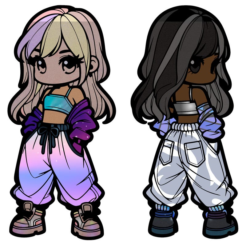 girl in crop top and baggy pants