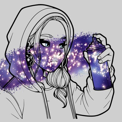 a realistic girl, spray painting