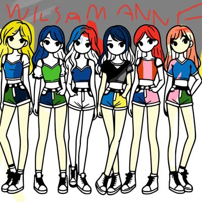 a group of girls wearing crop tops and shorts