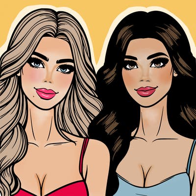 beautiful women best friends realistic