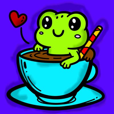 cute frog in a tea cup