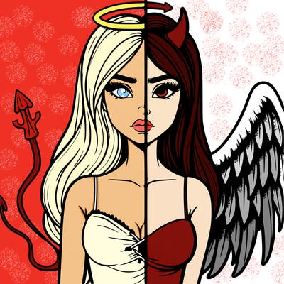 devil vs angel realistic girl