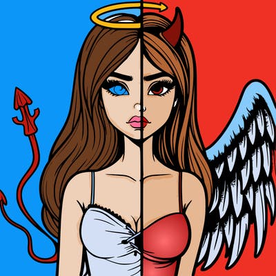 devil vs angel realistic girl