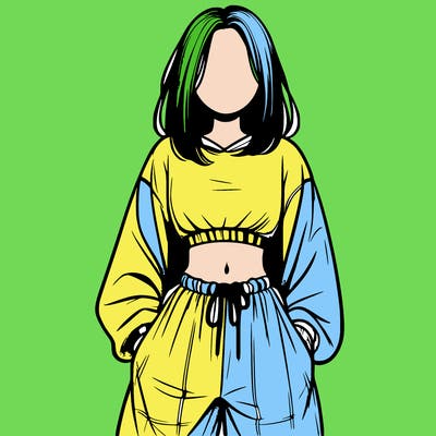 realistic girl faceless with baggy pants and a crop top