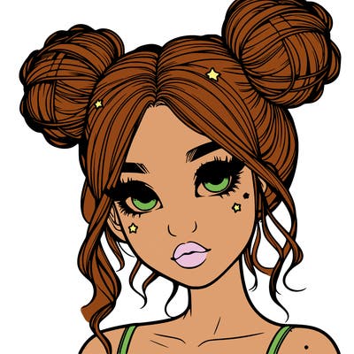 realistic girl with space buns