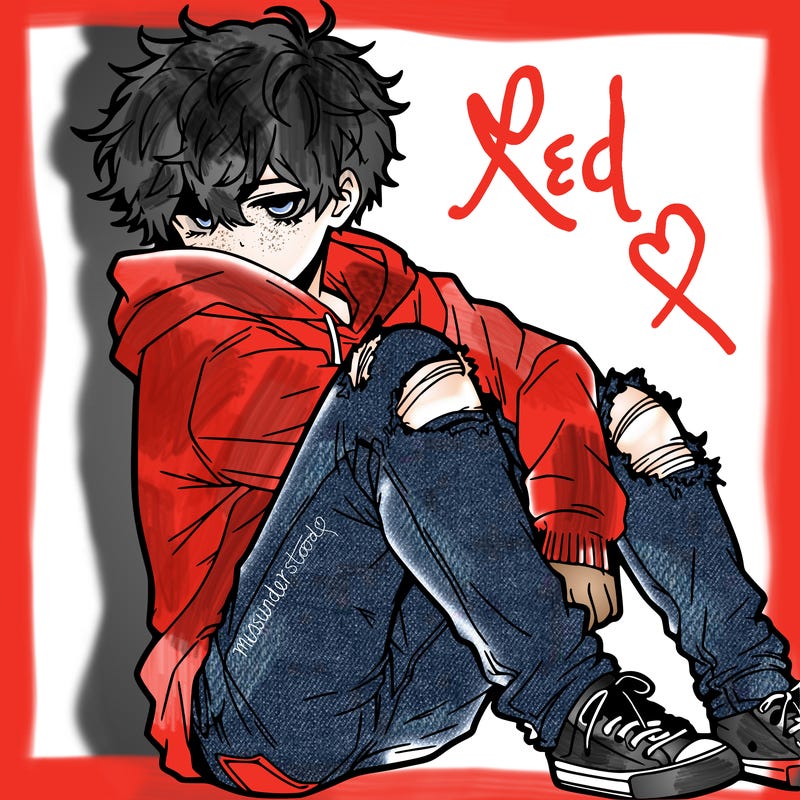 a male hoddie ripped jeans messy hair anime