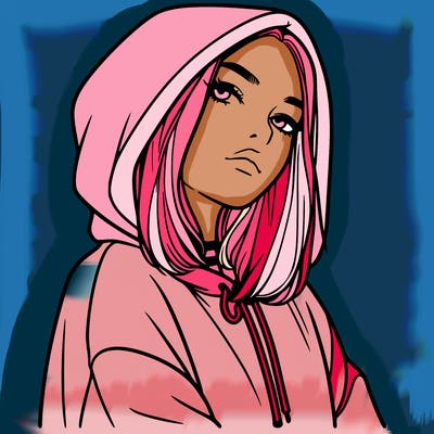 a realistic girl in a hoodie