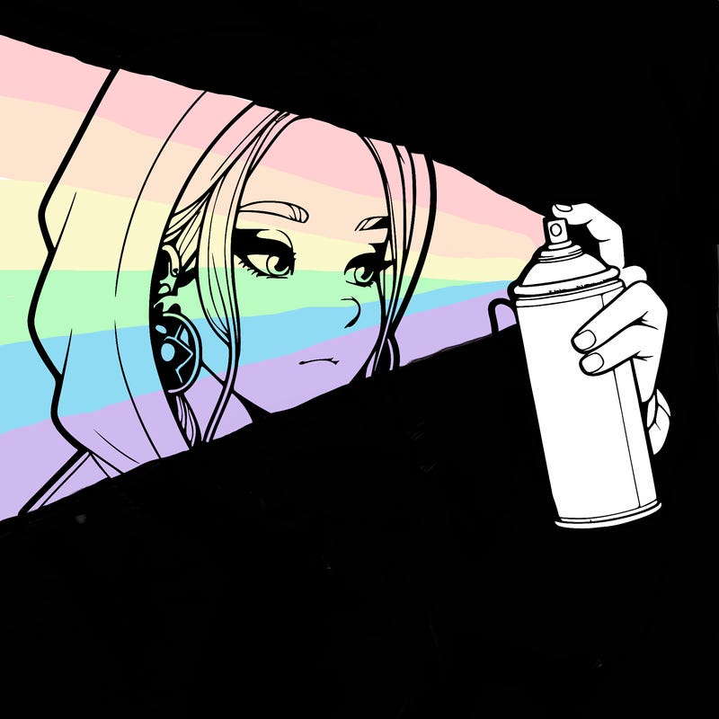 a realistic girl, spray painting