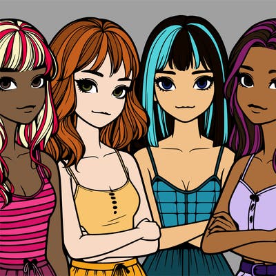 four realistic girls