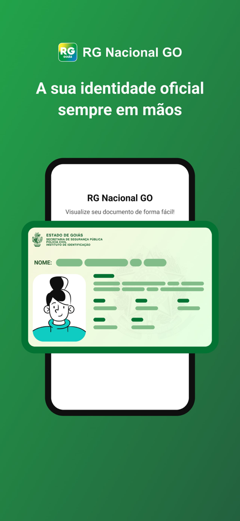 RG Nacional GO - Digital identity card displayed on a smartphone screen within the RG Nacional GO app
