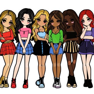 a group of girls realistic