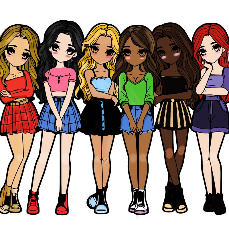 a group of girls realistic