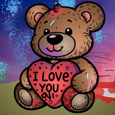 teddy bear holding an i love you heart