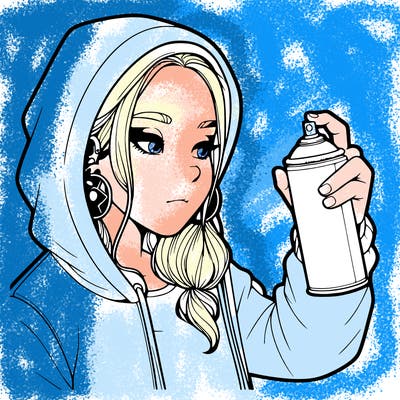 a realistic girl, spray painting