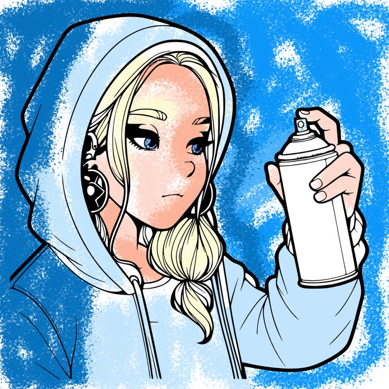 a realistic girl, spray painting