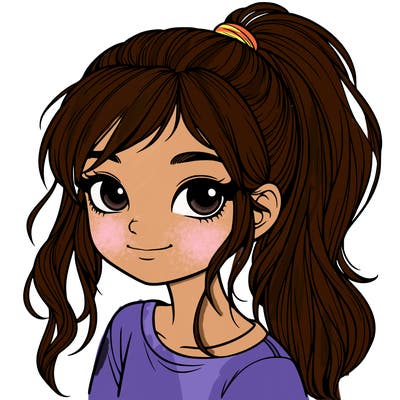 realistic girl with ponytail