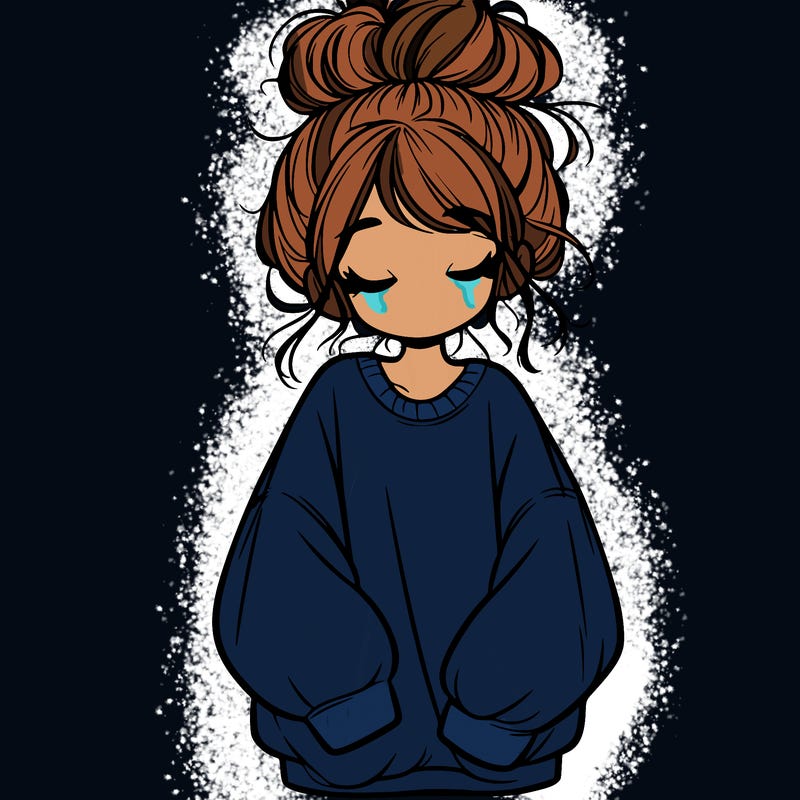 girl with baggy sweatshirt and messy bun