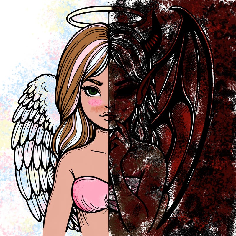 realistic angel half demon