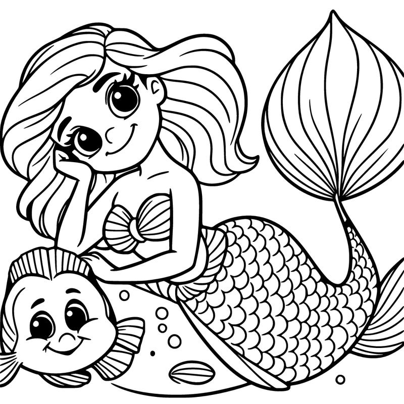 a mermaid with a flounder fish not carton