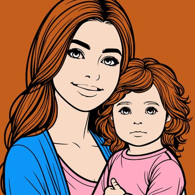 realistic mother and her toddler daughter