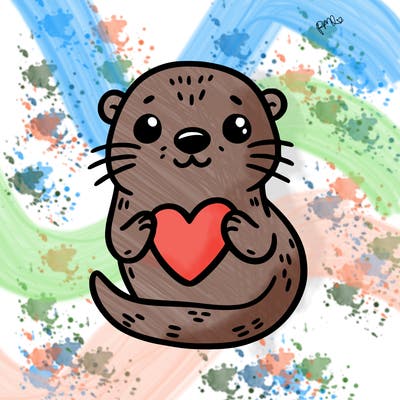 otter with a heart