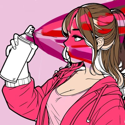 a realistic girl spray, painting