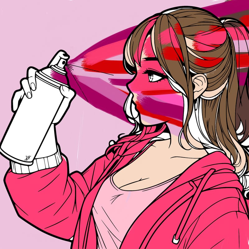 a realistic girl spray, painting