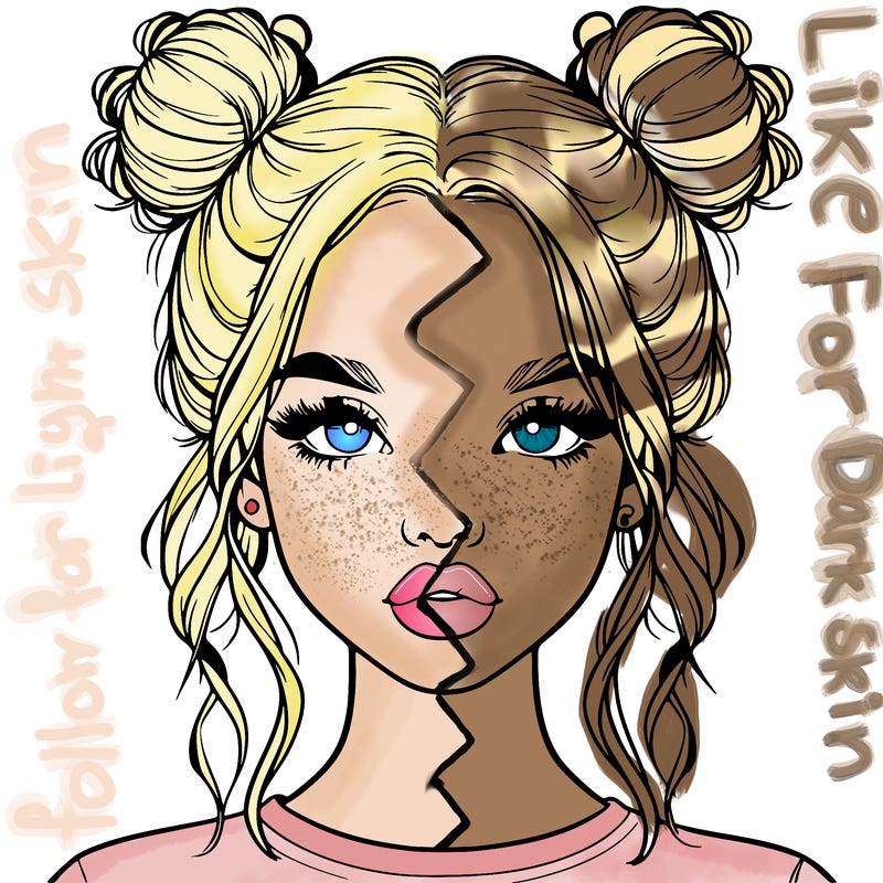 realistic girl with two buns in hair and lips