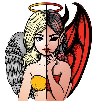 realistic angel half demon