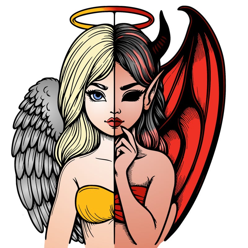 realistic angel half demon