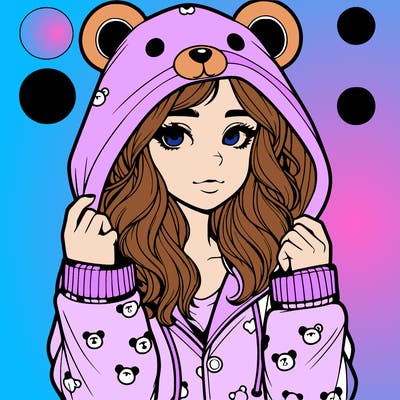 realistic girl in a animal pjs hoodie