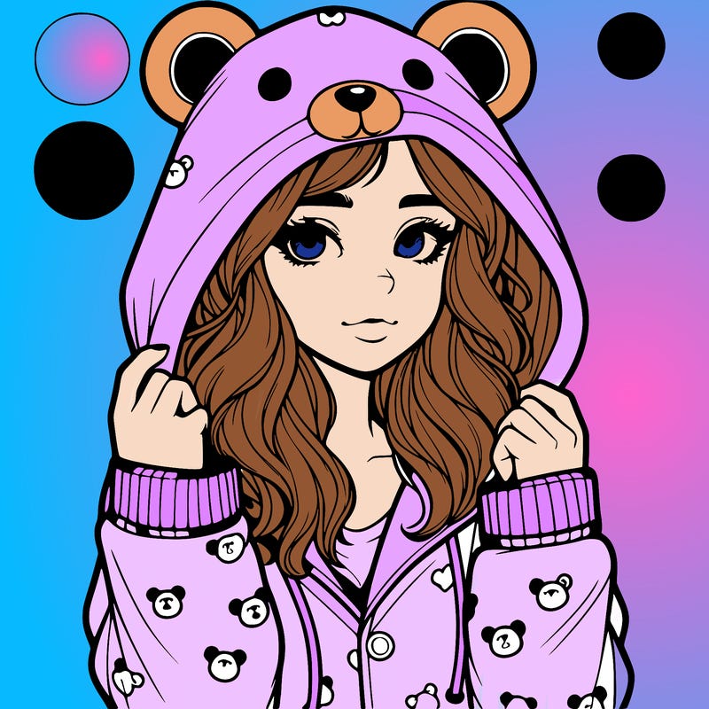 realistic girl in a animal pjs hoodie