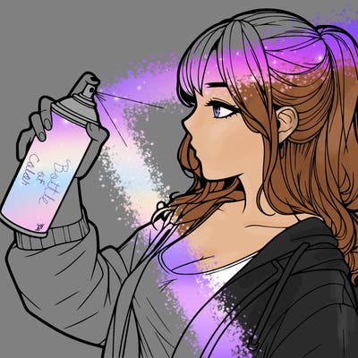 a realistic girl spray, painting