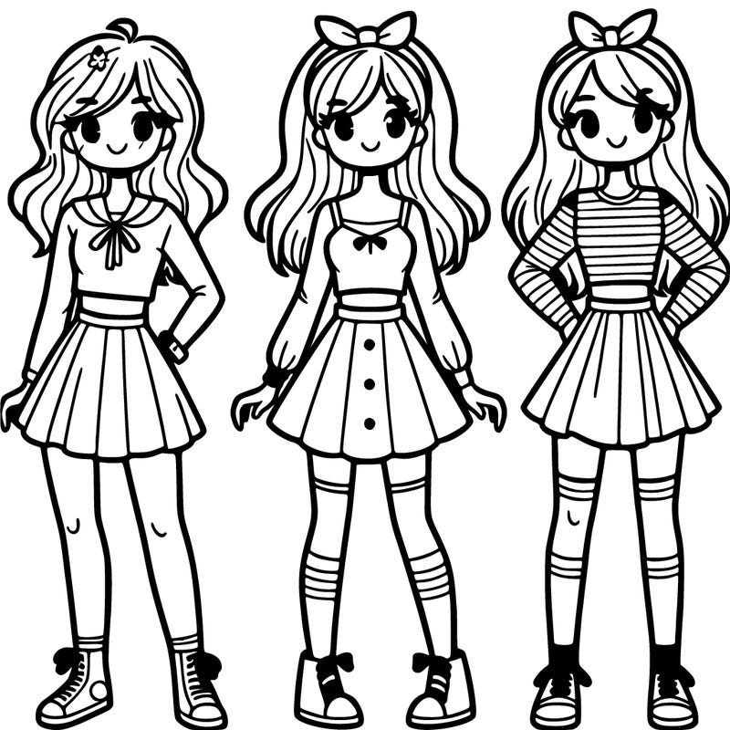 girls bff with short  skirts and tall hair