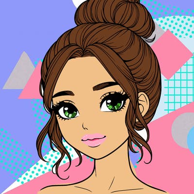 realistic pretty girl with hair in bun