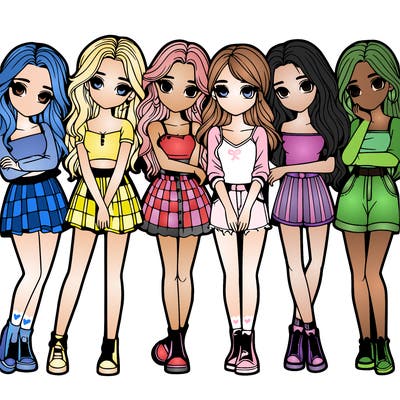 a group of girls realistic