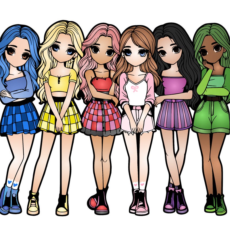 a group of girls realistic